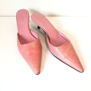 mortarotti Genuine Python Pink Mules